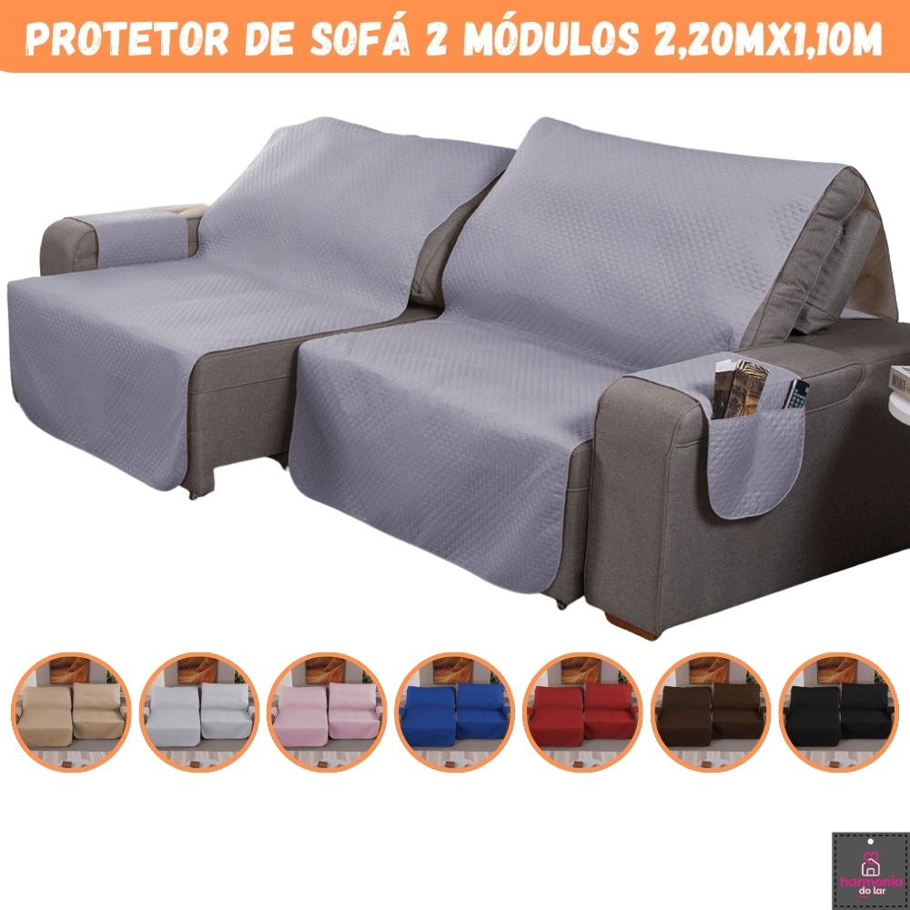 Capa de Sofá Retrátil Reclinável 2 Módulos 2,20M X 1,10M / Protetor 2 Lugares Sofa Sala Liso Matelado