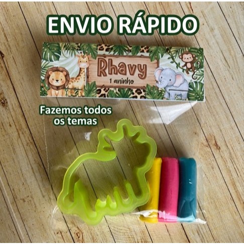 KIT  MINI Massinha Personalizada +  Molde  Lembrancinha Festa Infantil/Aniversário Qualquer Tema SAFARI