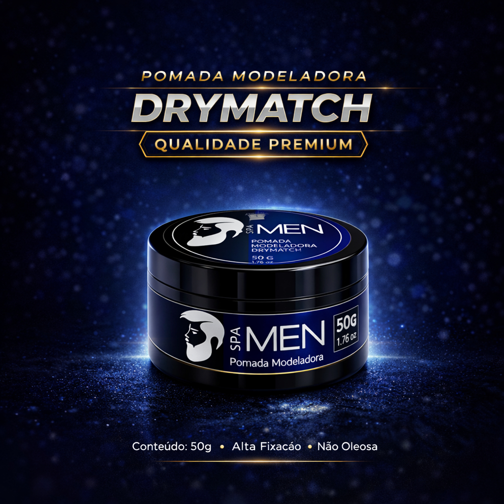 Pomada Modeladora Dry Match - Unissex - 1un = 50g – Fixação Forte - Acabamento Natural - Cachos e Brilho Garantido