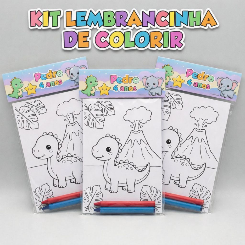 Kit Colorir Pintar Lembrancinha Festa Aniversário Infantil Desenhos Folhas Soltas Sacolinha Surpresa