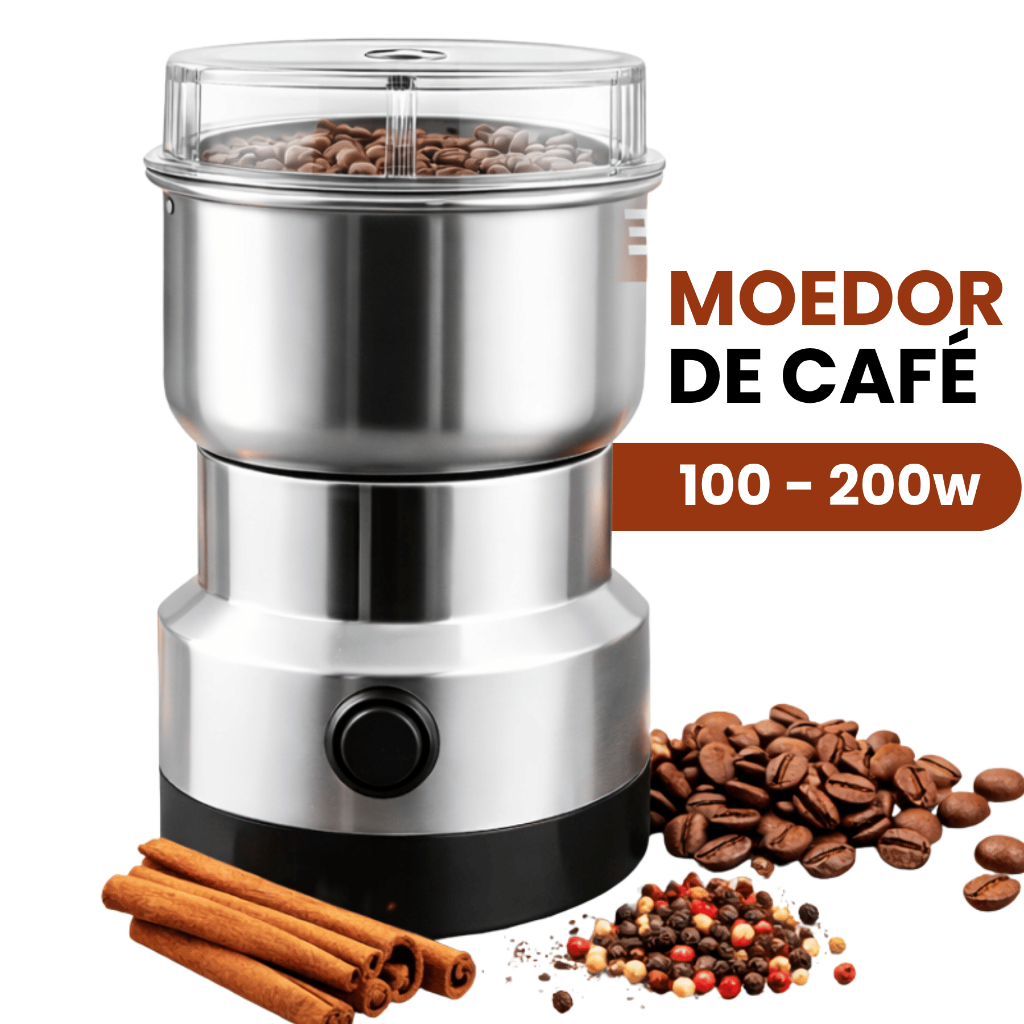 Moedor de Café Elétrico Inox 100–200W Potente Multiuso | Triturador de Grãos, Temperos e Especiarias