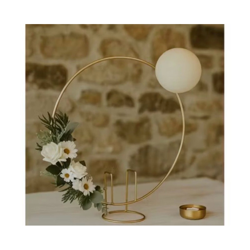 Arco de Mesa Redondo Em Ferro Dourado para Decoração de Mesa 50x50 Decoração Aniversários Festas