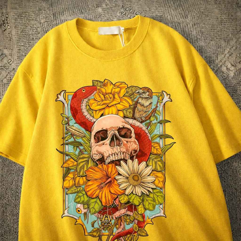 Camiseta Basica Em Algodão Com Estampa Streetwear De Caveira E Diversas Cores De Camisetas