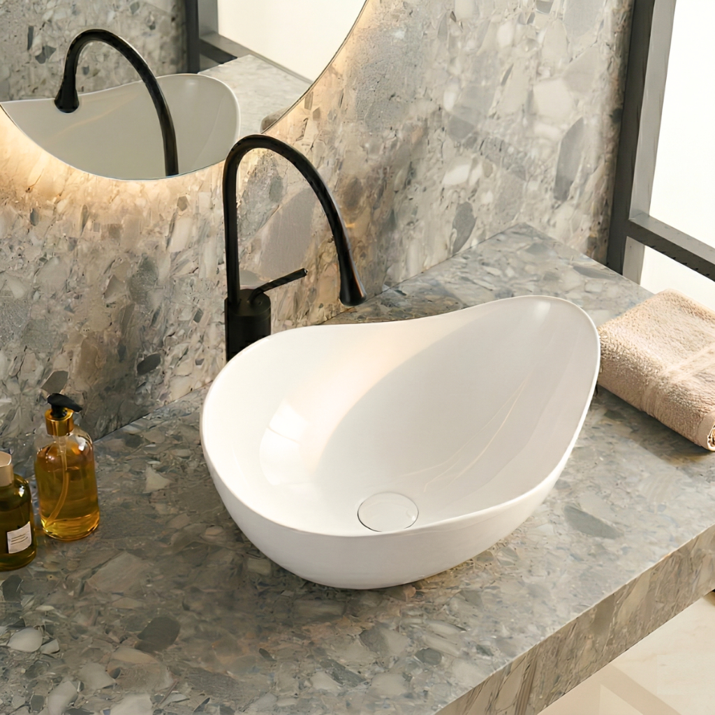 Cuba de Apoio Oval Orgânico 50x40cm Pia Cerâmica Para Banheiro Vivaz® em Oferta na Shopee