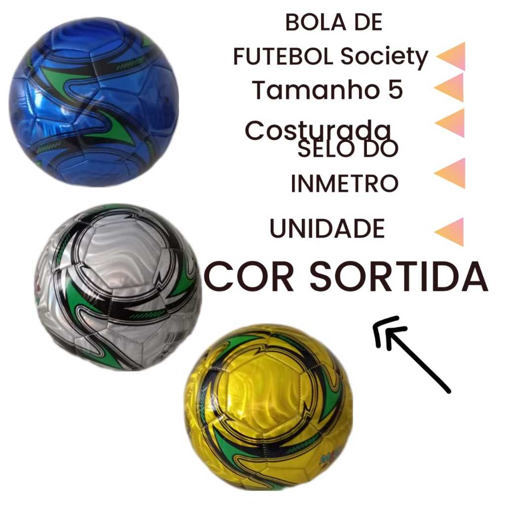 Bola De Futebol Campo Quadra Costurada N 5 Cor Variada 1und  NÃo cheia