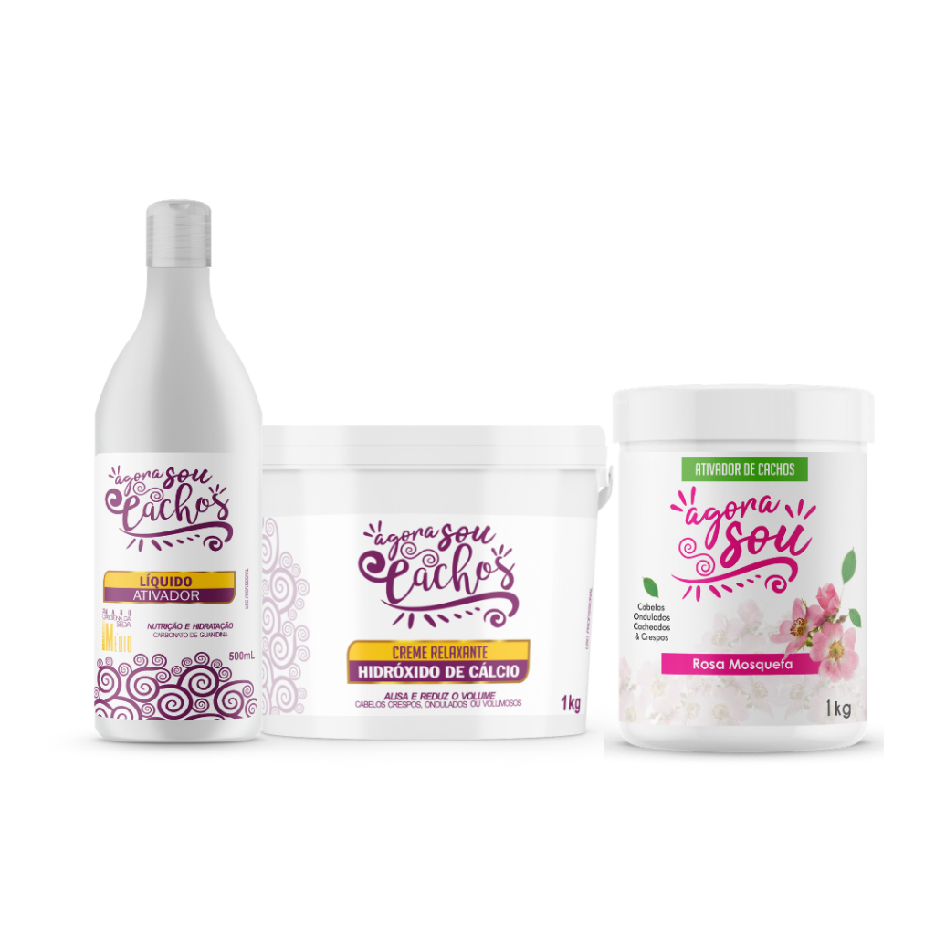 Creme Relaxante Hidróxido De Cálcio + Ativador De Cachos - Kit 3un