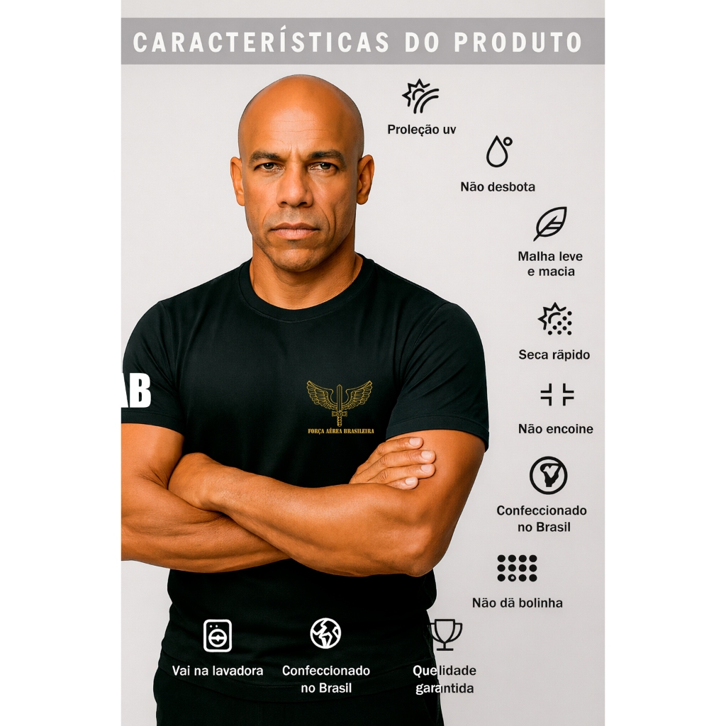 Camiseta  Uniforme Profissional FAB Força Aérea Aéronautica Exército Brasileiro Fardamento Farda