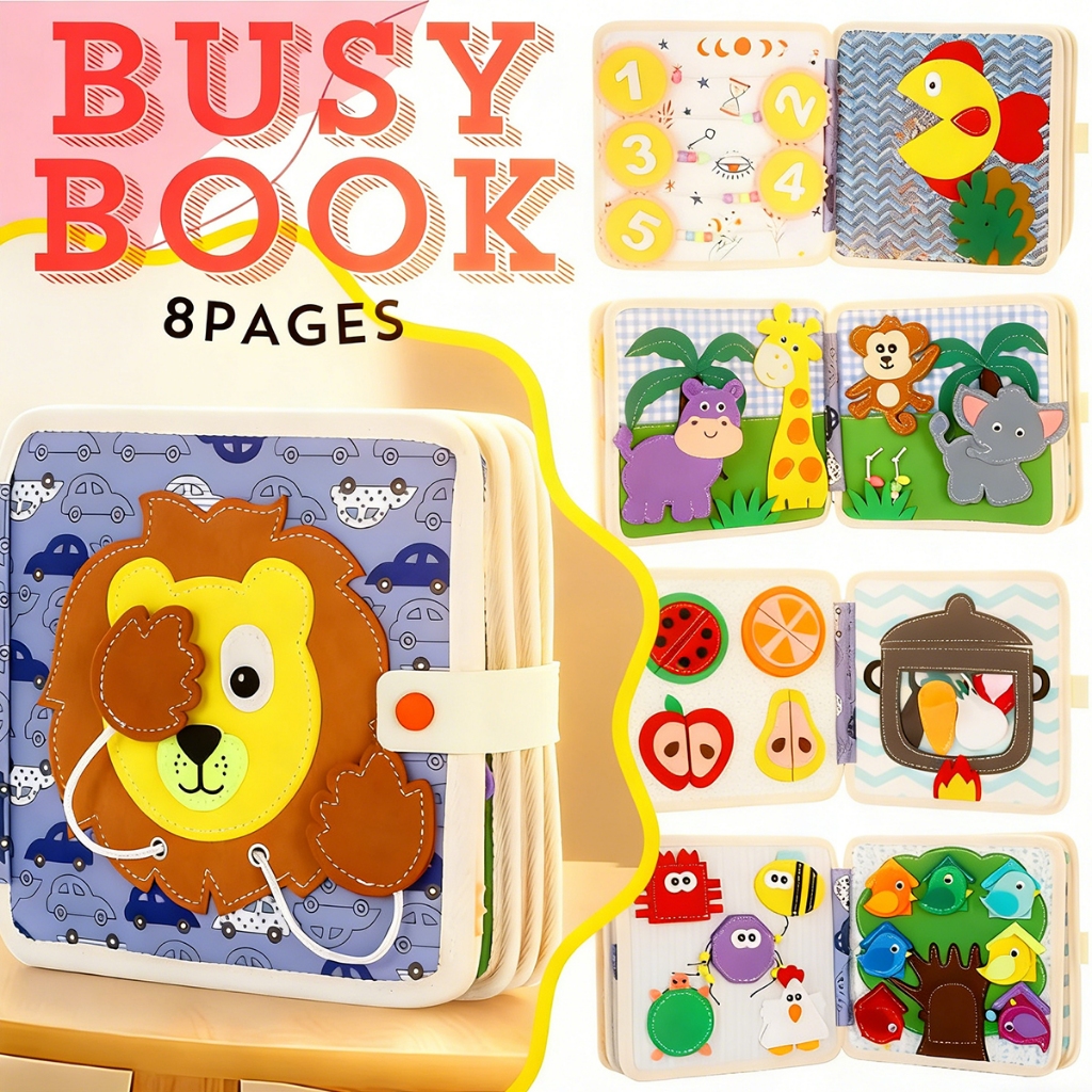 Toddler Felt Montessori Busy Book Atividade Sensorial Boards Fine Motor Skill Quiet Car Travel em Oferta na Shopee