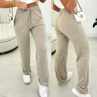 Calça Pantalona Feminina  Lanzinho com Elástico na Cintura Alta com bolso tamanho M, G, GG, Inverno