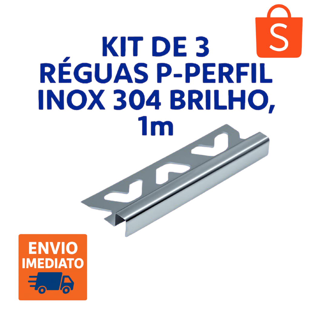 Filete P/porcelanato Viscardi Perfil Listelo Em Aço Inox 1m kit com 3m