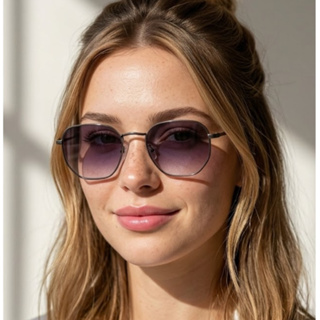 Óculos de Sol Hexagonal Grafite Degradê Armação em Metal Estilo Clássico Retrô Vintage uv400 Unissex em Oferta na Shopee