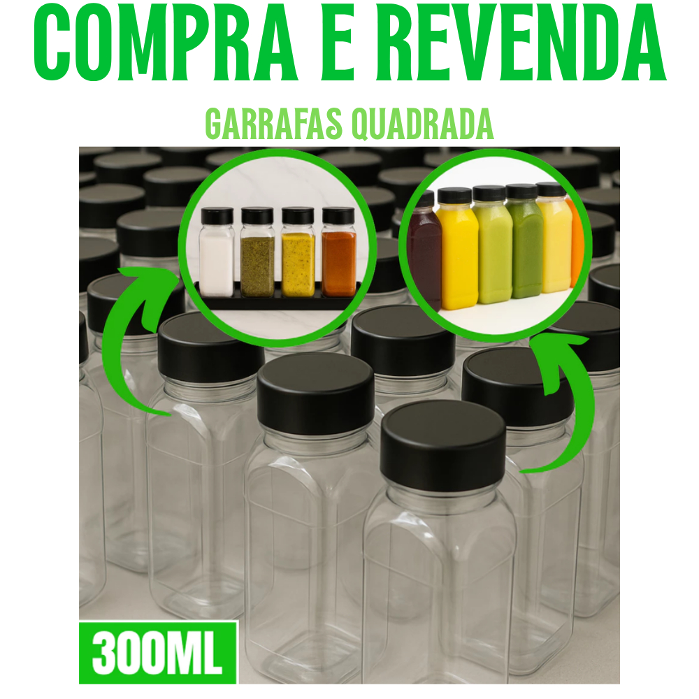 Kit de 100 Garrafa Pet Plástica  de 300ml Tampa Com lacre Suco, Caldo de Cana Chocolate Quente