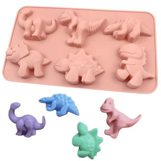Molde de Silicone Dinossauro Grande 6 Tipos Forma Doce Chocolate Sabonete Velas 6 Cavidades