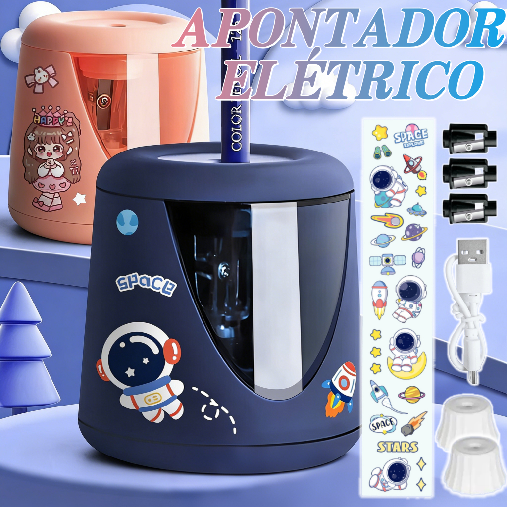 Apontador Eletrico Para Lápis USB De Apontador Escolar Recarregável Automático 6-12mm Material De Cor Crianças Artistas em Oferta na Shopee
