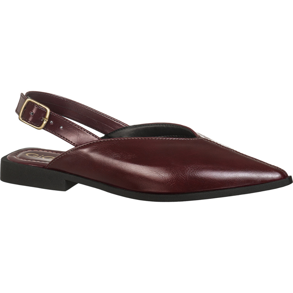 Sapatilha Feminino Slingback Bico Fino Fivela Lateral Rasteira Recorte V Elegante Cris GiGiL