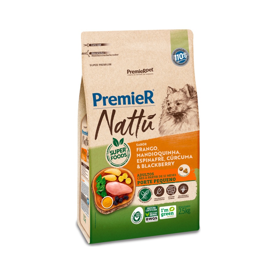 Ração PremieR Pet Nattu Sabor Frango Mandioquinha 2,5kg PremieR Pet