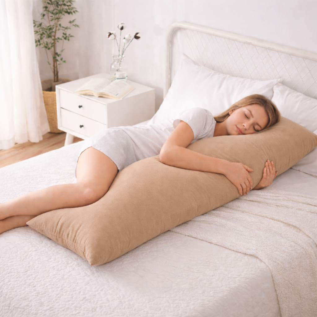 Capa De Travesseiro Amigão Corpo Inteiro Xuxão 130x40cm Microfibra Macio Antialérgico COR AVELA