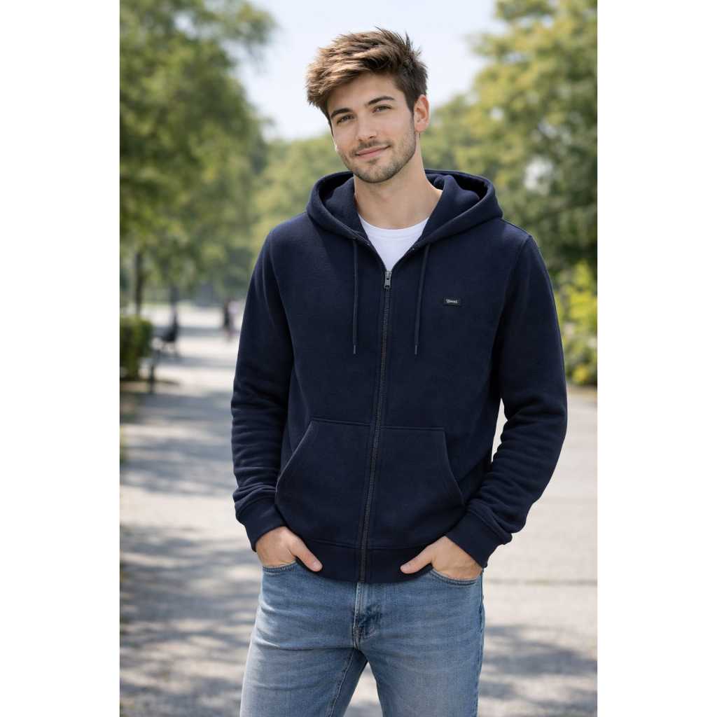 JAQUETA MASCULINA BÁSICA EM MOLETOM COM CAPUZ FICO 00964