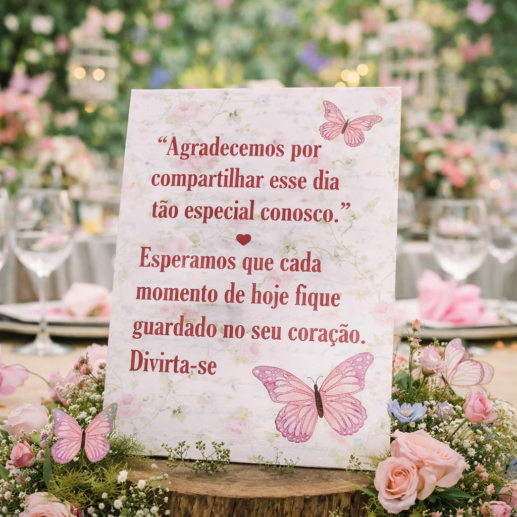 PLAQUINHA DE MESA JARDIM DAS BORBOLETAS CENTRO DE MESA JARDIM DECORAÇÃO JARDIM ROSA