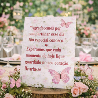 PLAQUINHA DE MESA JARDIM DAS BORBOLETAS CENTRO DE MESA JARDIM DECORAÇÃO JARDIM ROSA