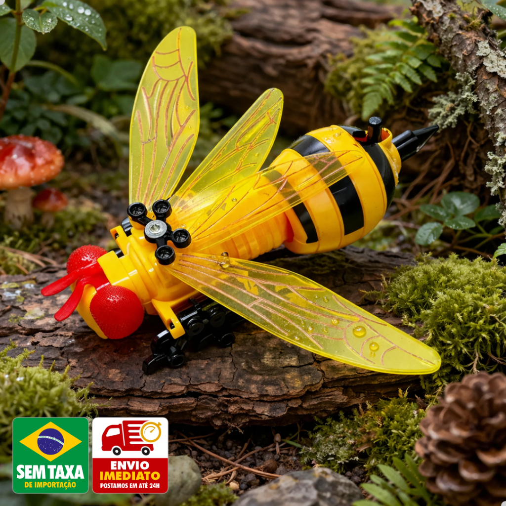 Robô Infantil 5 em 1 Insetos Transformável 12cm Brinquedo Montar Educativo Criança