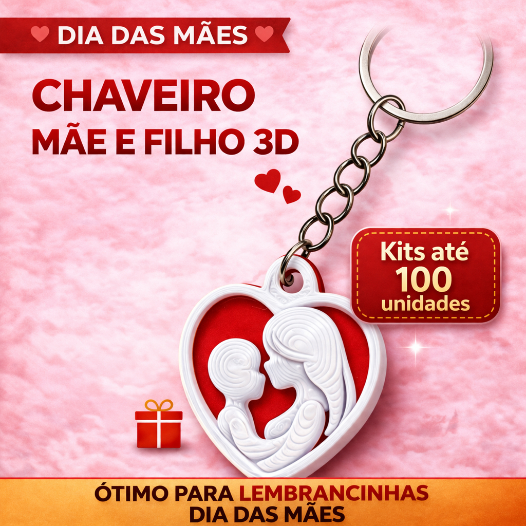 Presente Dia das Mães Chaveiro Mãe e Filho Kit 10 20 30 40 50 100 Lembrancinha Mimo Atacado Barato