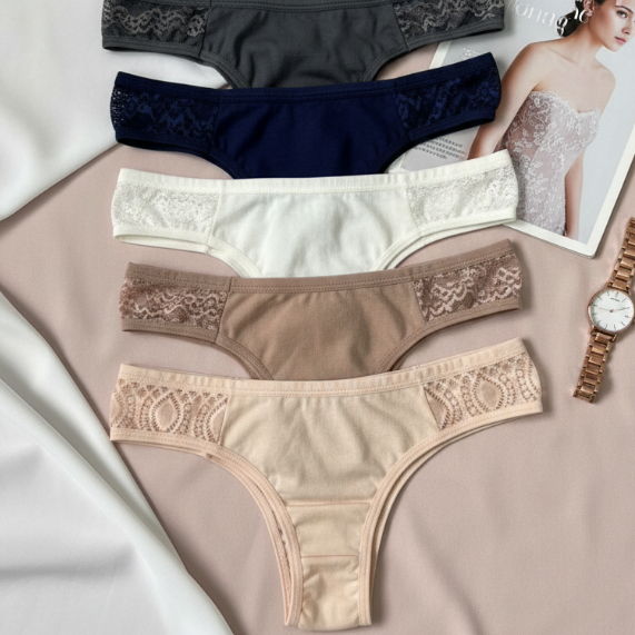 Kit Calcinhas 100% Algodão Renda Conforto Anti Alérgico Respirável Não Marca Tanga Moda Íntima