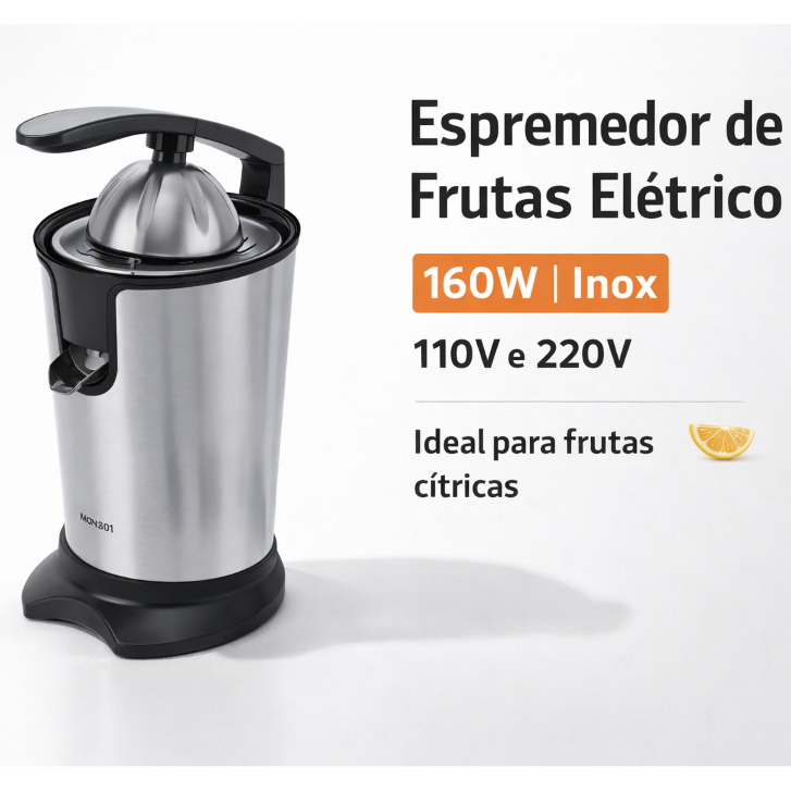 Espremedor de Frutas Elétrico Inox 160W 110V/220V Extrator de Suco