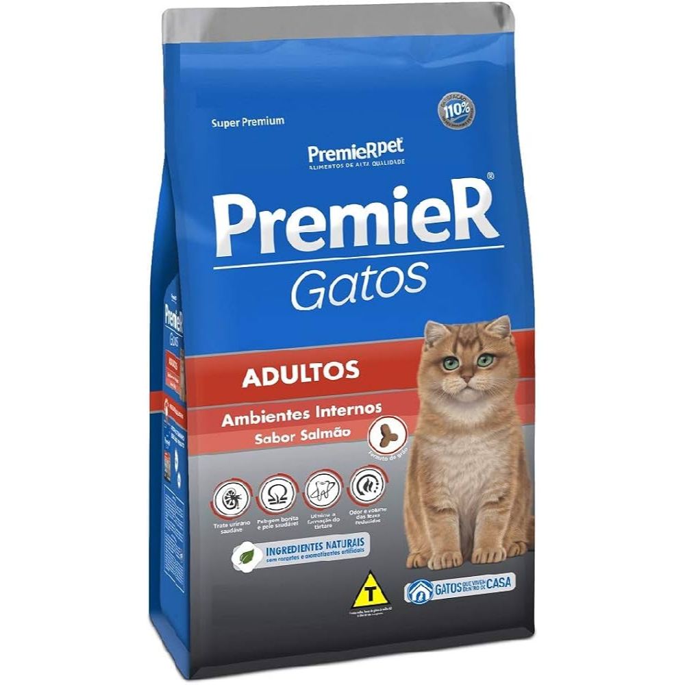Ração PremieR Pet Gatos Adultos Ambiente Interno Salmão 500g