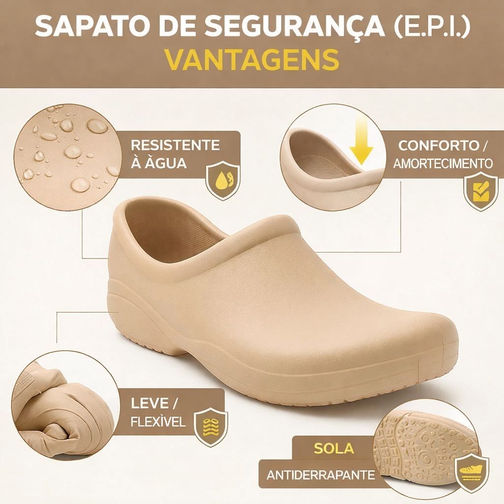 Sapato Trabalho Antiderrapante Segurança EPI  Confortável Profissional