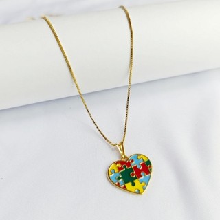 Colar  veneziana autismo  Folheado Ouro