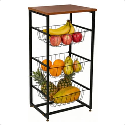 Fruteira de Cozinha chão 3 Cestos Air Fryer
