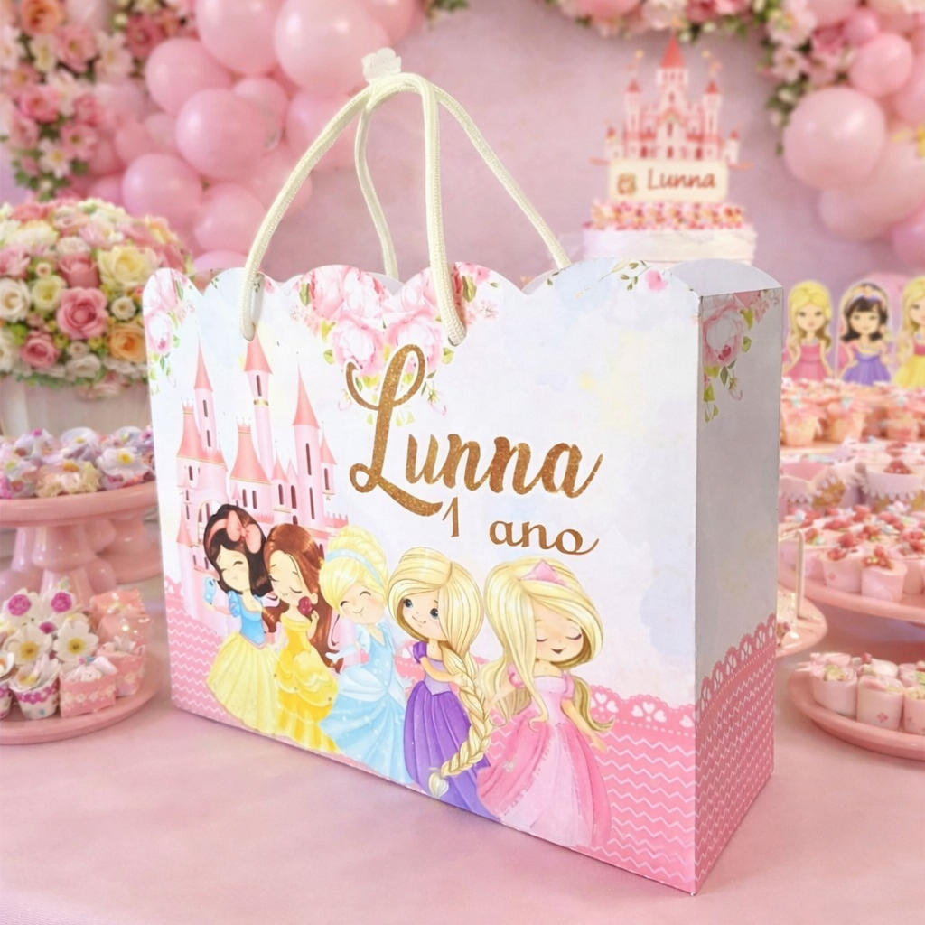Sacolinha Princesas Baby cute Personalizada com Nome – Lembrancinha Festa Infantil Menina Luxo