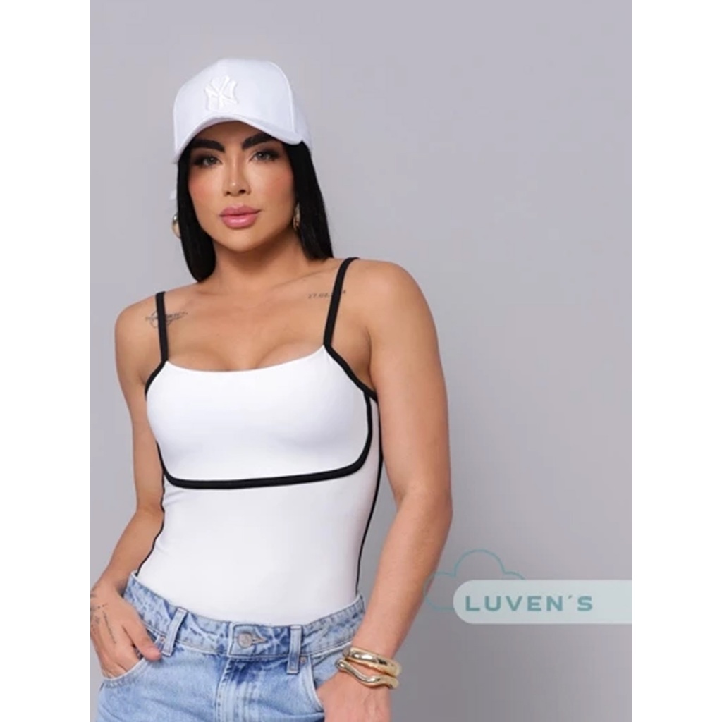 Body Feminino Alçinha Bicolor com Bojo Suplex Premium