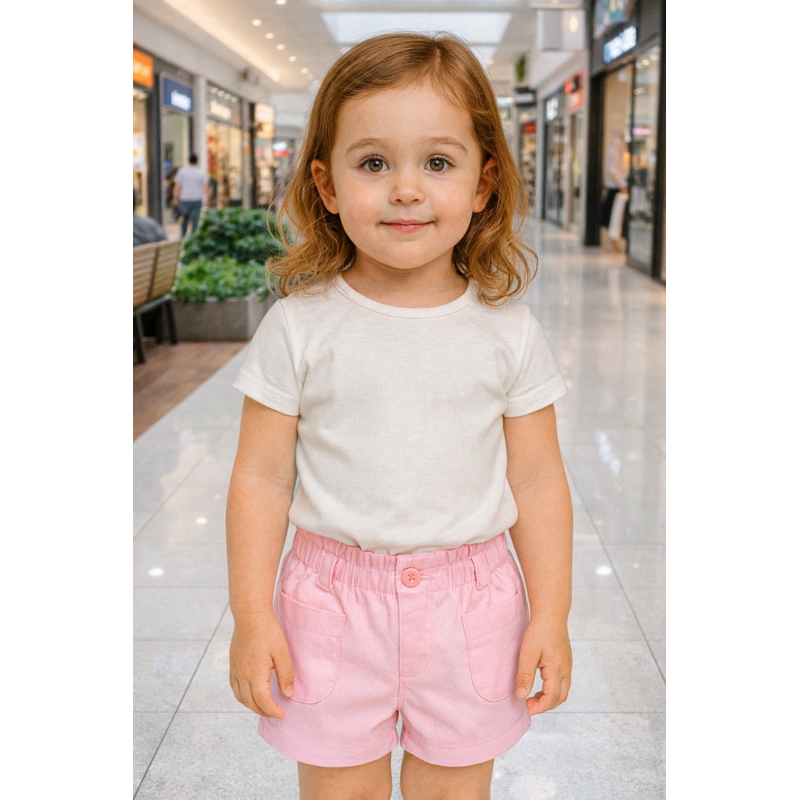 Short Sarja Rosa Menina Infantil 1 ao 3