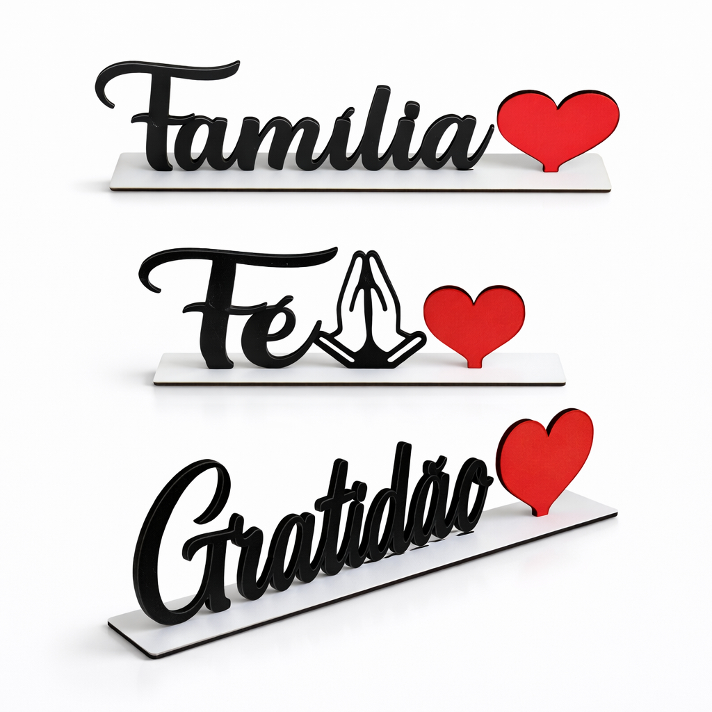 kit 3 palavras em MDF decorativo família fé gratidão kit palavras em Oferta na Shopee
