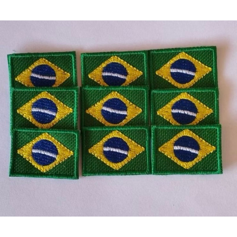 kit 10 mini bandeirinhas do Brasil bordadas termocolante (3,5cm x 2,5 cm) patches bandeira do Brasil