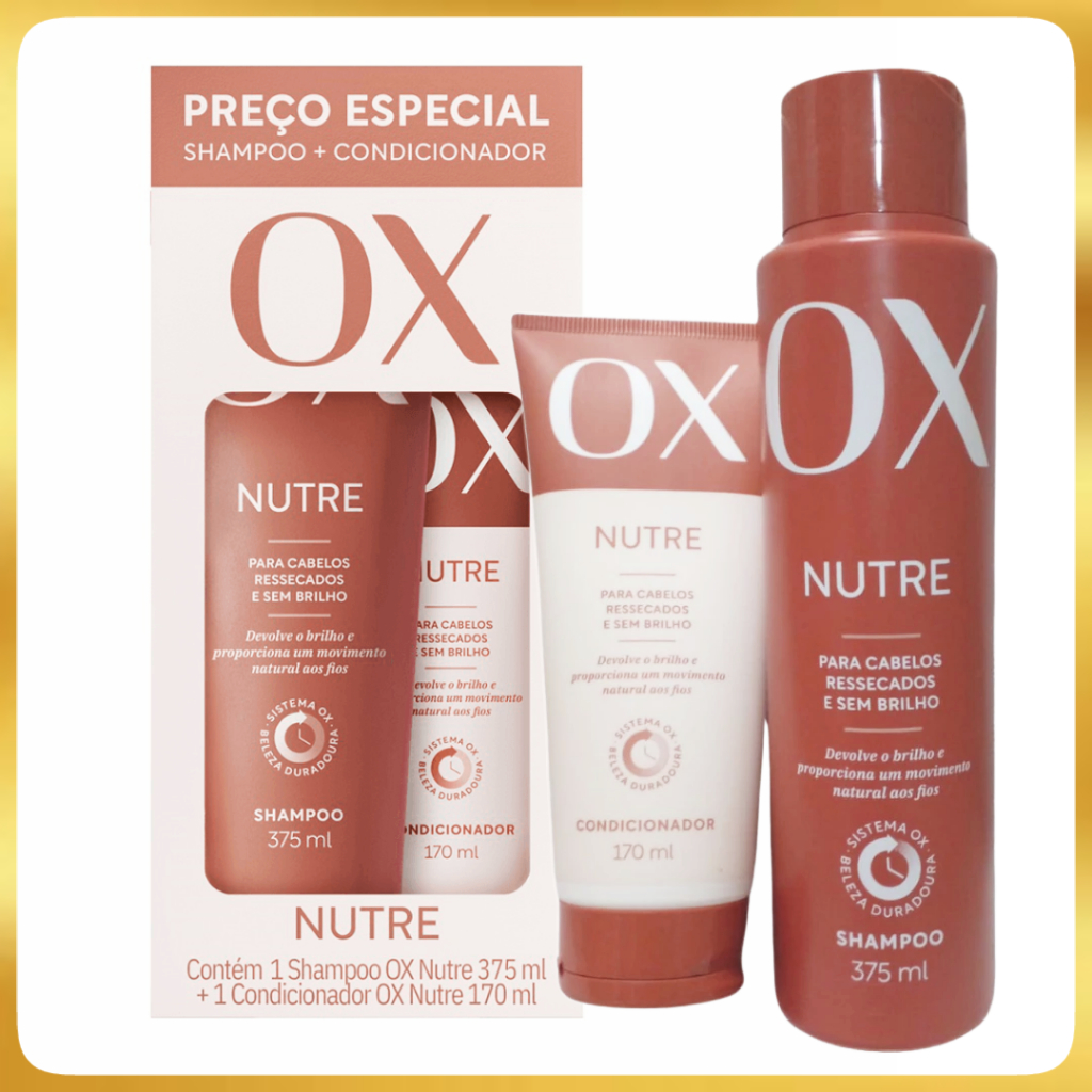 Kit Shampoo 375ml + Condicionador 170ml Ox Nutre