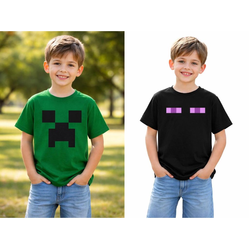 Camiseta Camisa Blusa Creeper Monstro MineCraft infantil 100% Algodão