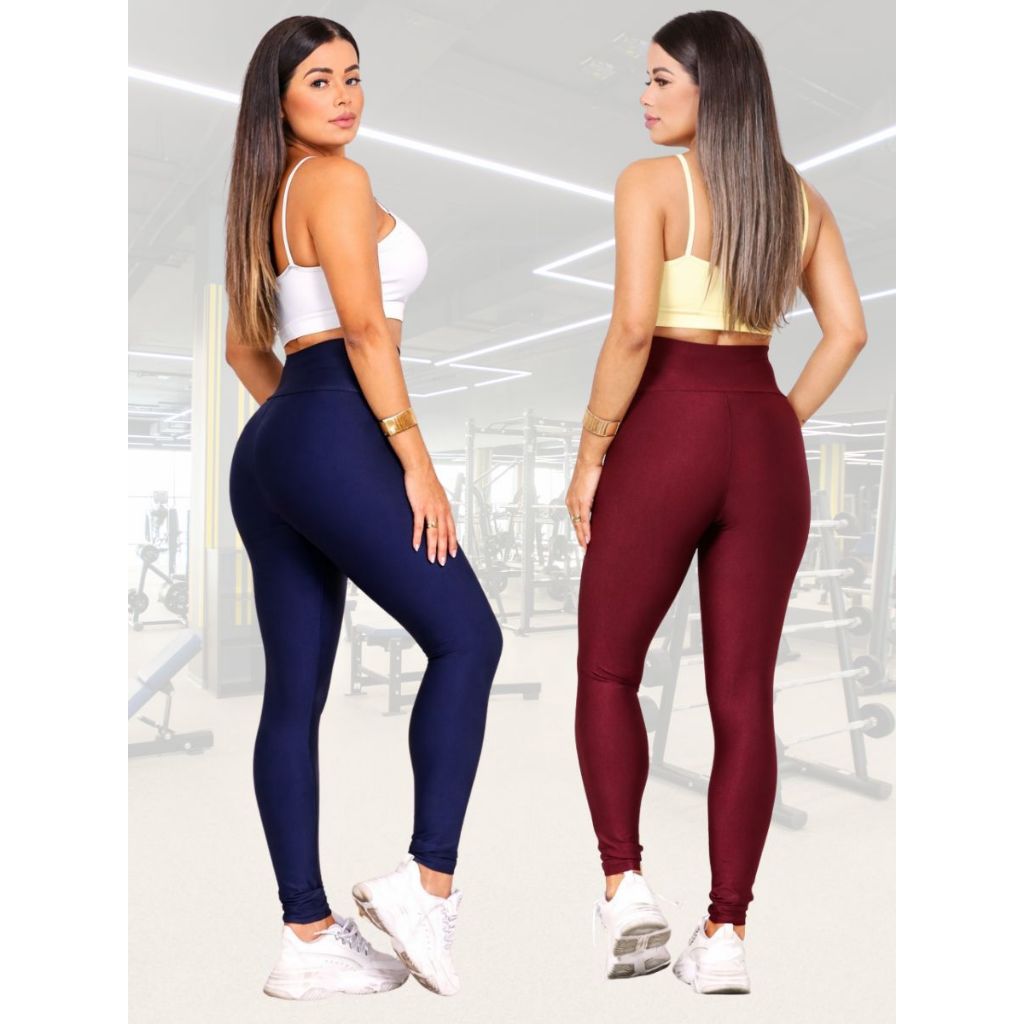 Kit 2 Calças Legging Feminina Academia Cintura alta Fitness Ginástica Ioga Caminhada Tam até GG
