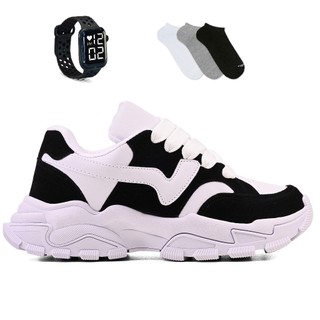 Tenis Feminino Casual + Smart Watch + 1 par de Meia Esportivo Academia Corrida Lançamento…