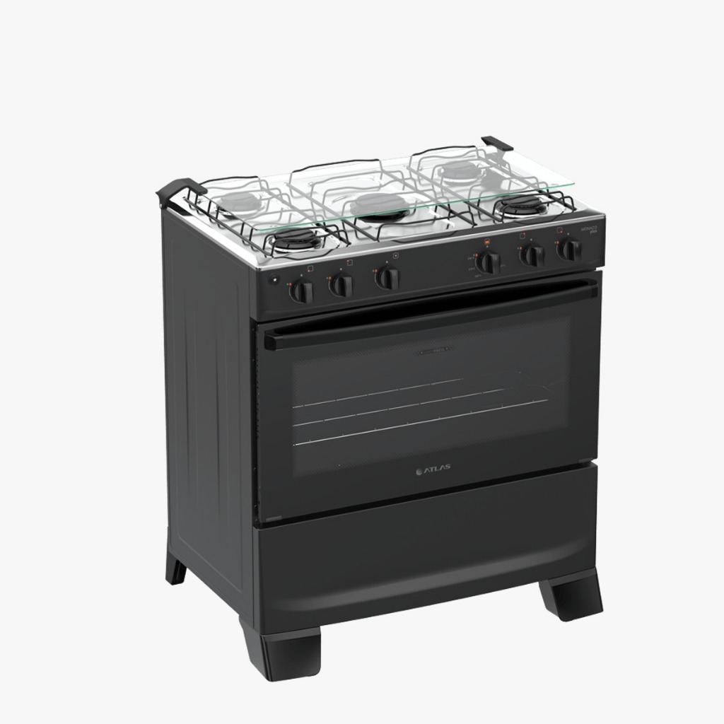Fogão 5 Bocas Atlas Mônaco Plus com Mesa Inox e Acendimento Automático  Bivolt