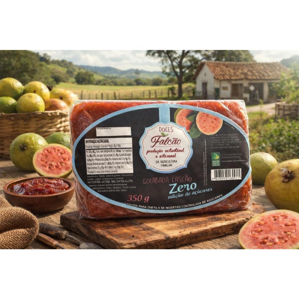 Goiabada Cascão 350 Gramas Zero Açúcar Doce Cremoso em Barra com Pedaços da Fruta Direto do Produtor
