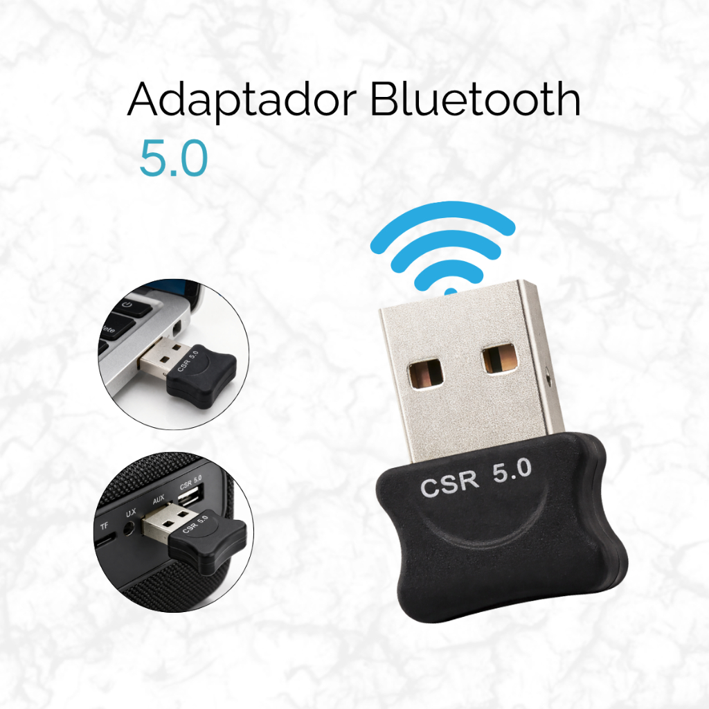 Adaptador Bluetooth 5.0 USB Wireless para PC Notebook Áudio Fone Caixa de Som