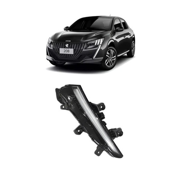 Farol Auxiliar 208 Daylight Com DRL Carcaça Preta 2020 2021 2022 2023 2024 - TYC