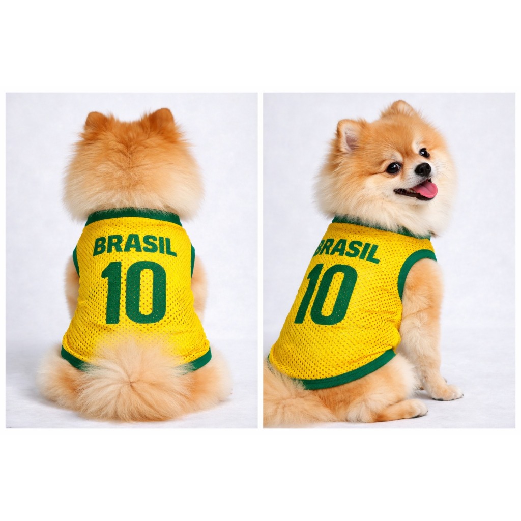 Roupa para Cachorro Brasil | Camisa Pet Estilo Futebol Confortável