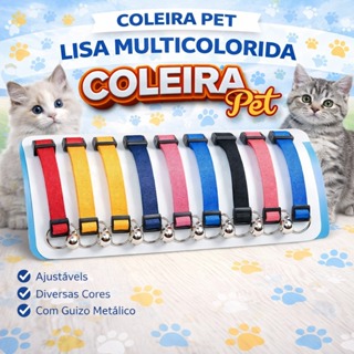 Kit Coleira Pet Gato Cachorro Com Guizo Conjunto com 3/5/10 Sino Coleira De Passear Com Tamanho Regulavel em Oferta na Shopee