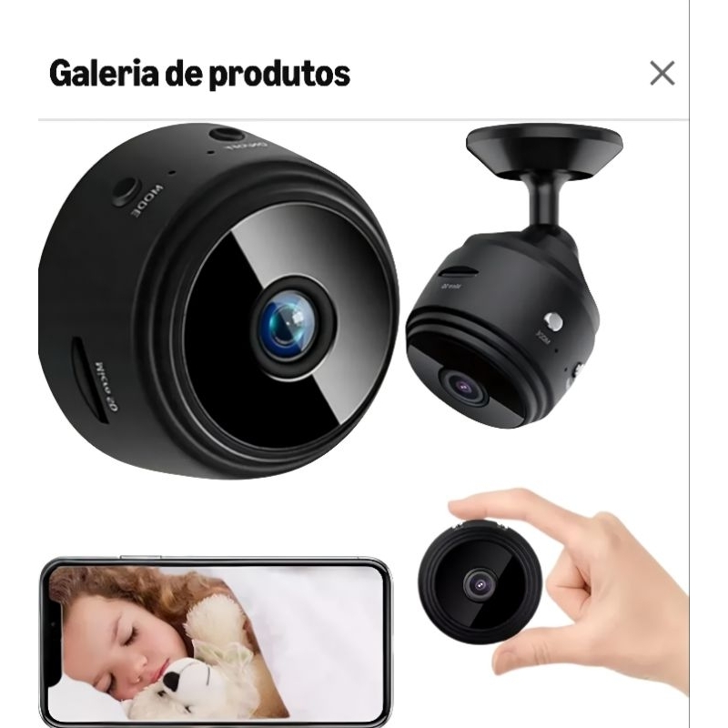 Mini Câmera Espiã A9 Wifi Com Sensor E Visão Noturna Preto