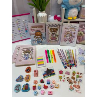 Kit Papelaria Fofa Criativa com Caderno Fofo A5 com 10 itens / Material escolar / Escritório / Presente Menina Mulher em Oferta na Shopee