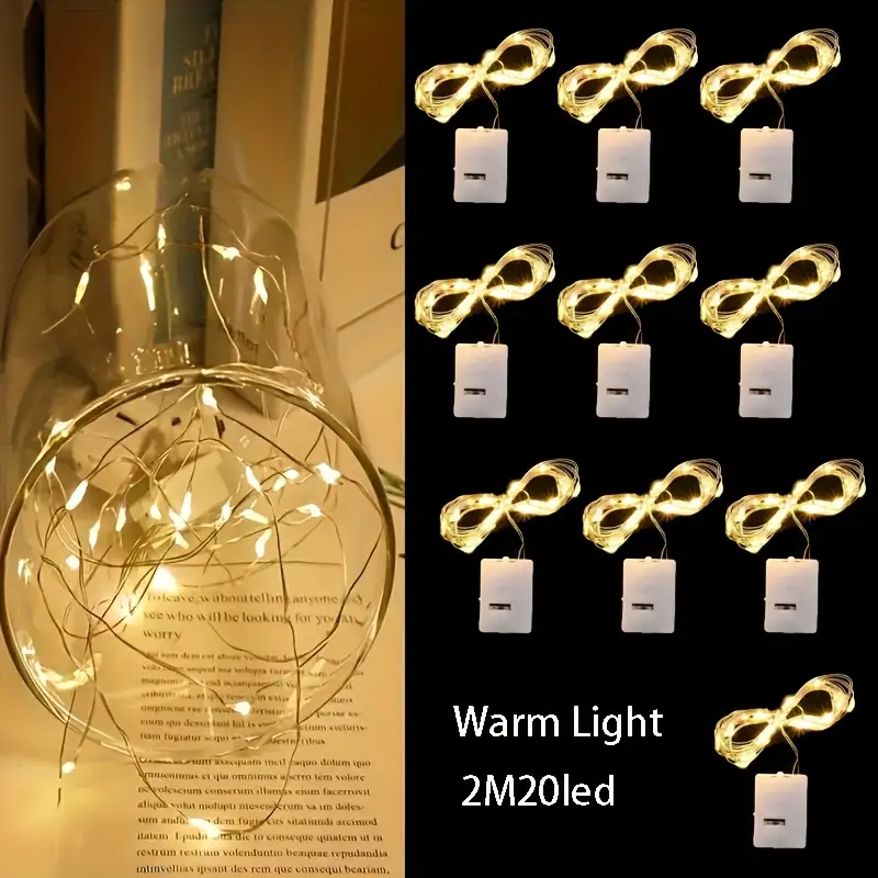 Kit 20 Fio Fada Cordão Luz Leds 2 Metros Díodo Emissor De Luz Segurança Leds Reutilizável Decoração em Oferta na Shopee